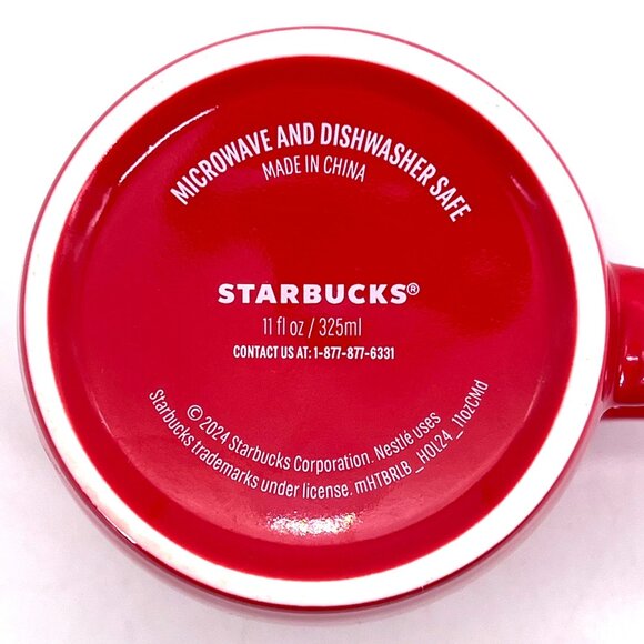 Starbucks 11oz Red White Swirl Ceramic Mug Cup 2024 Microwave & Dishwasher Safe - Picture 2 of 12